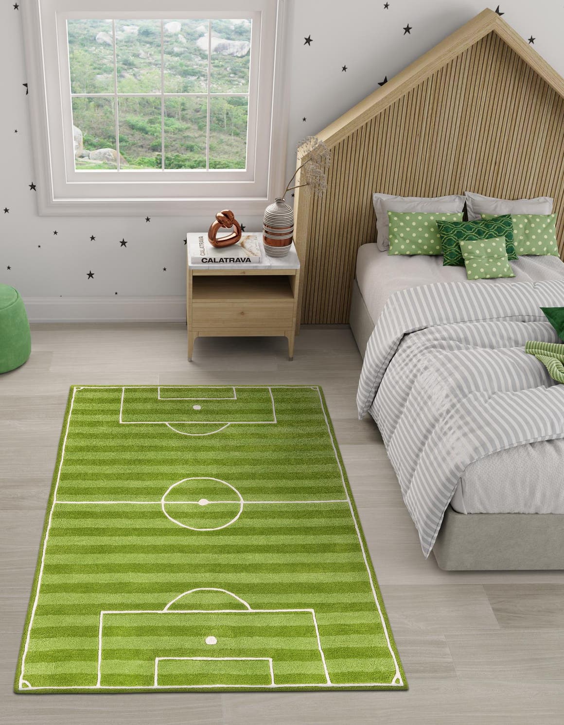 Green 9' x 12' Playtime Kids Wool Freeform Area Rug for Baby Nursery, Toddler Playroom, Bedrooms