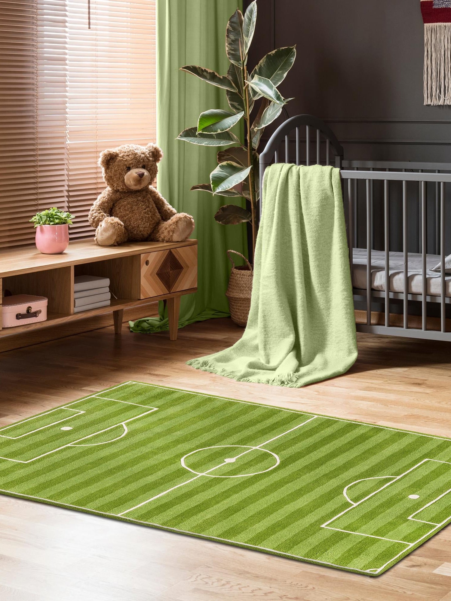 Green 8' x 10' Playtime Kids Wool Freeform Area Rug for Baby Nursery, Toddler Playroom, Bedrooms