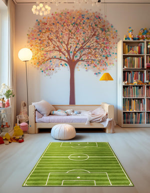 Green 2' x 3' 1 Playtime Kids Wool Rectangle Rug