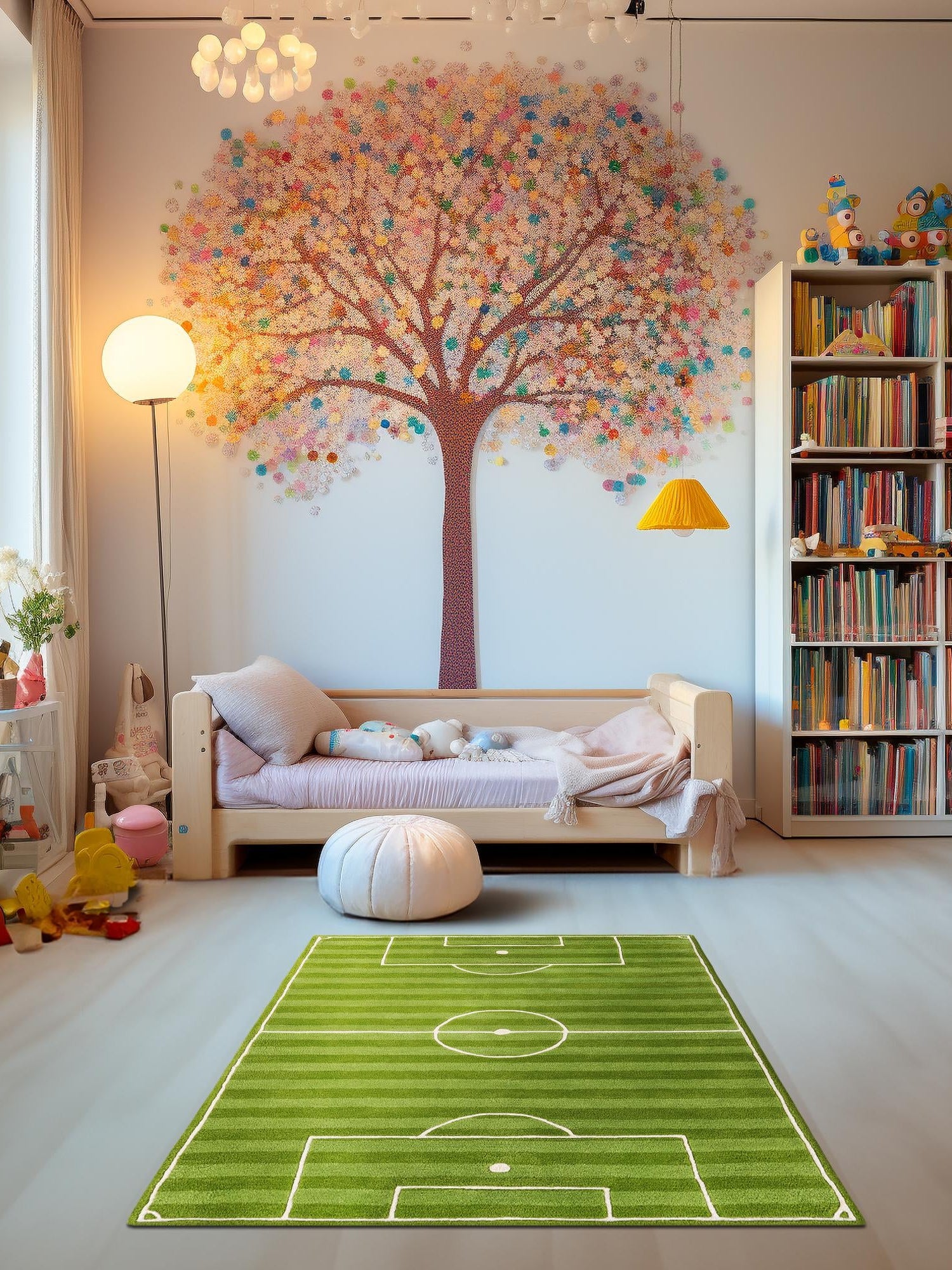 Green 10' x 14' 1 Playtime Kids Wool Freeform Area Rug for Baby Nursery, Toddler Playroom, Bedrooms