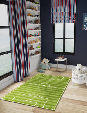 Green 2' x 3' 1 Playtime Kids Wool Rectangle Rug