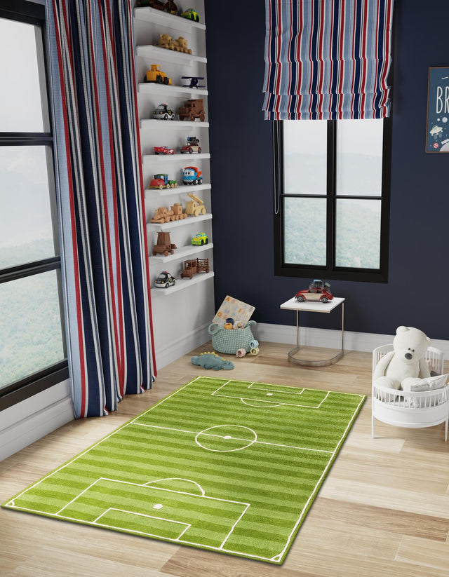 Green 2' x 3' 1 Playtime Kids Wool Rectangle Rug