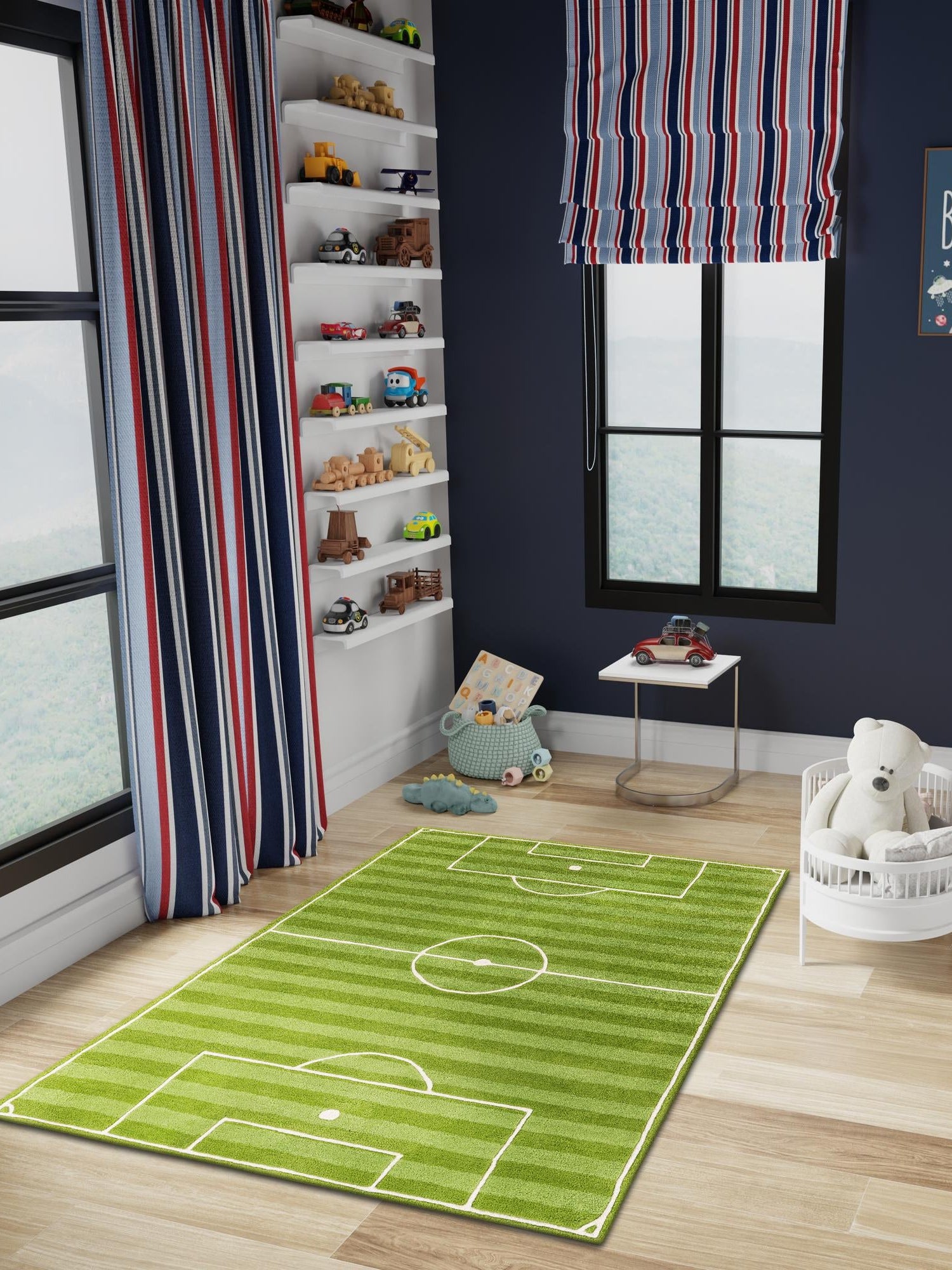 Green 8' x 10' Playtime Kids Wool Freeform Area Rug for Baby Nursery, Toddler Playroom, Bedrooms