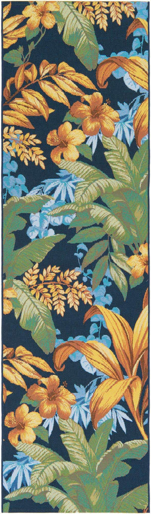 Multicolor 2' 7 x 9' Outdoor Botanical Runner Area Rug Weather Resistant for Patio, Deck, Terrace, Balcony, Porch Polypropylene Garden Floral Tropical Carpet for Sale at Rug Engine