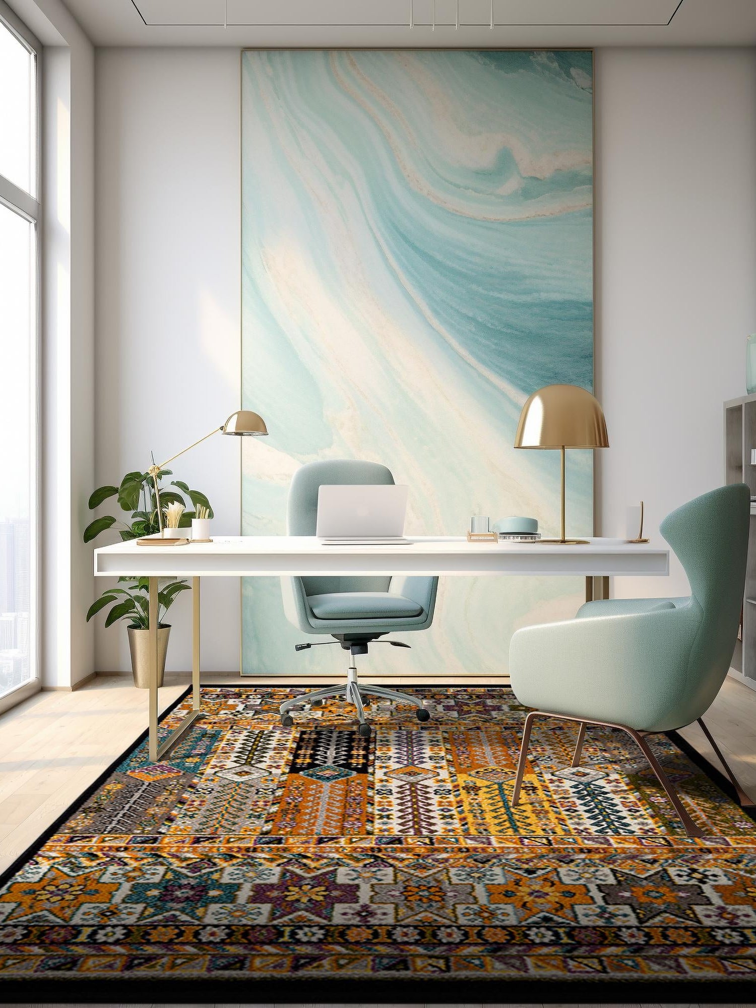 Multicolor 2' x 3' 1 Penrose Rectangle Area Rug