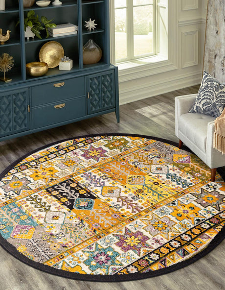 Multicolor 5' 3 x 5' 3 Penrose Round Area Rug
