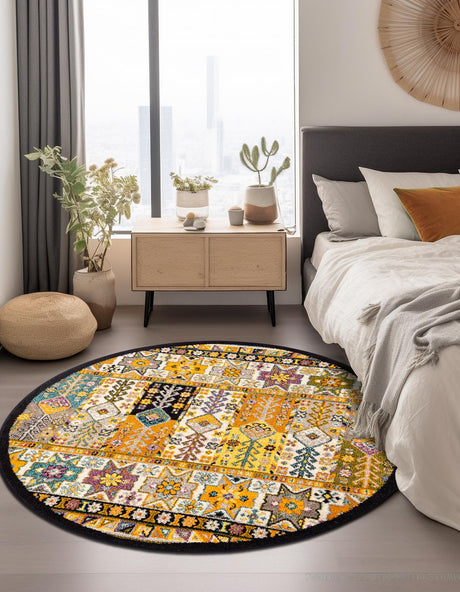Multicolor 3' 1 x 3' 1 Penrose Round Area Rug Classic Durable Stain Resistant Easy Clean Carpet for Traditional Indoor Home Decor for Sale at Rug Engine