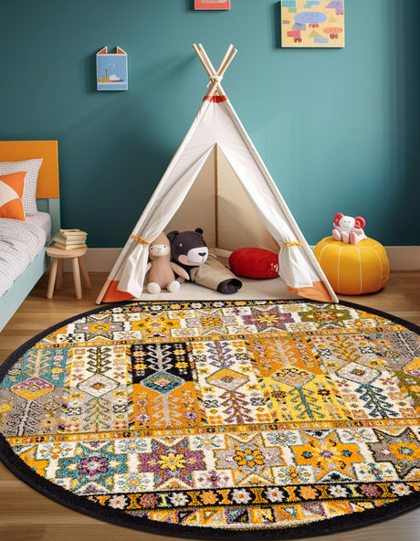 Multicolor 5' 3 x 5' 3 Penrose Round Area Rug Classic Durable Stain Resistant Easy Clean Carpet for Traditional Indoor Home Decor for Sale at Rug Engine
