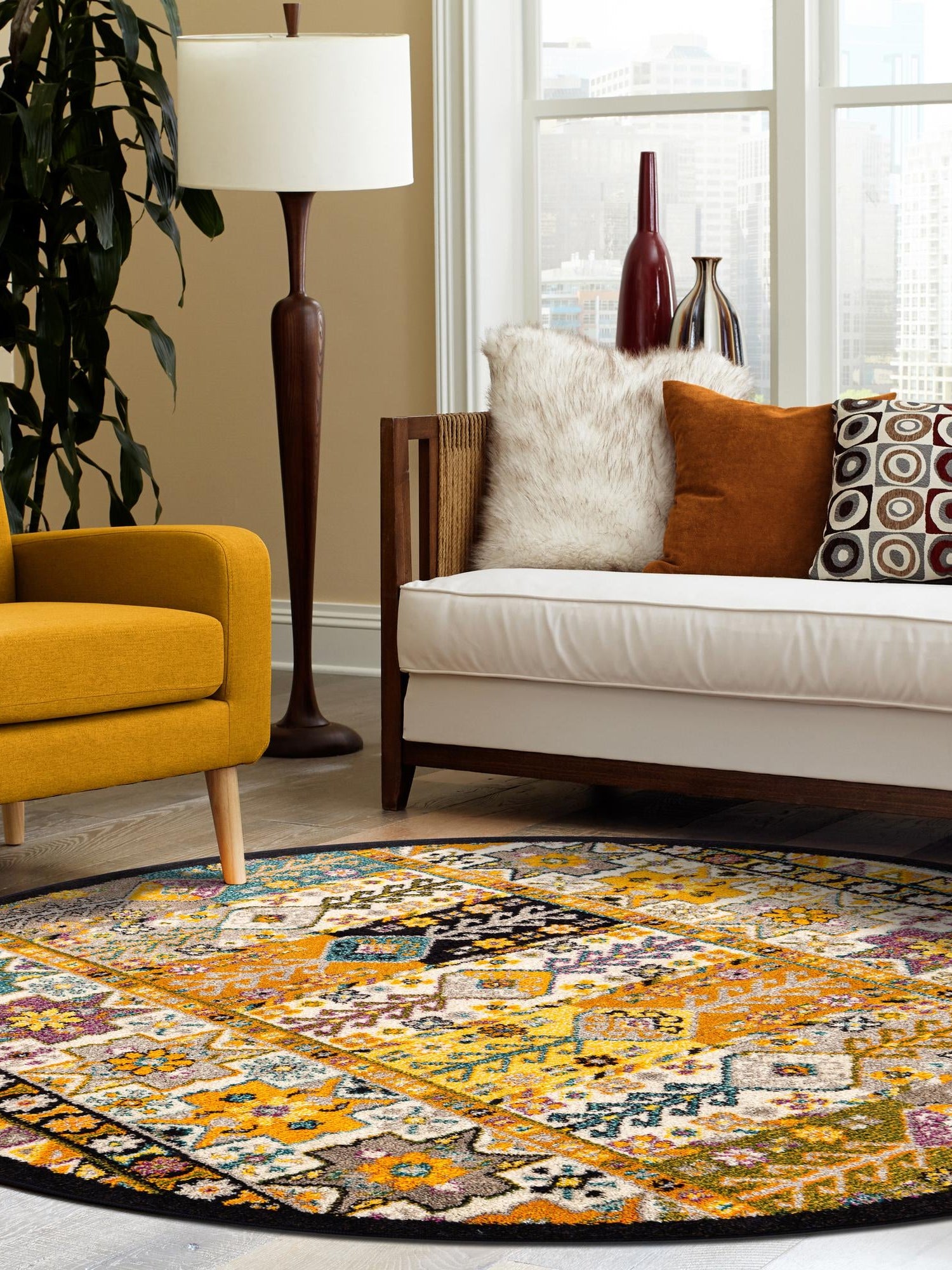 Multicolor 5' 3 x 5' 3 Penrose Round Area Rug