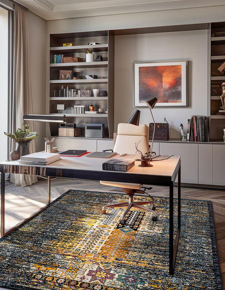 Navy Blue 7' 10 x 10' Penrose Rectangle Area Rug Classic Durable Stain Resistant Easy Clean Carpet for Traditional Indoor Home Decor for Sale at Rug Engine