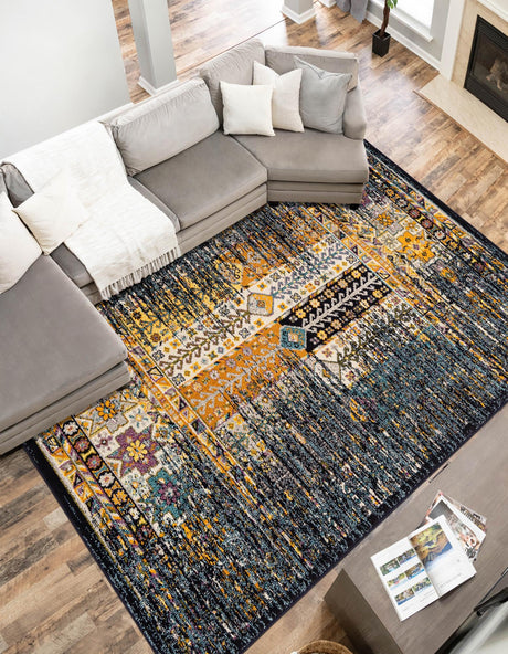 Navy Blue 7' 10 x 10' Penrose Rectangle Area Rug Classic Durable Stain Resistant Easy Clean Carpet for Traditional Indoor Home Decor for Sale at Rug Engine