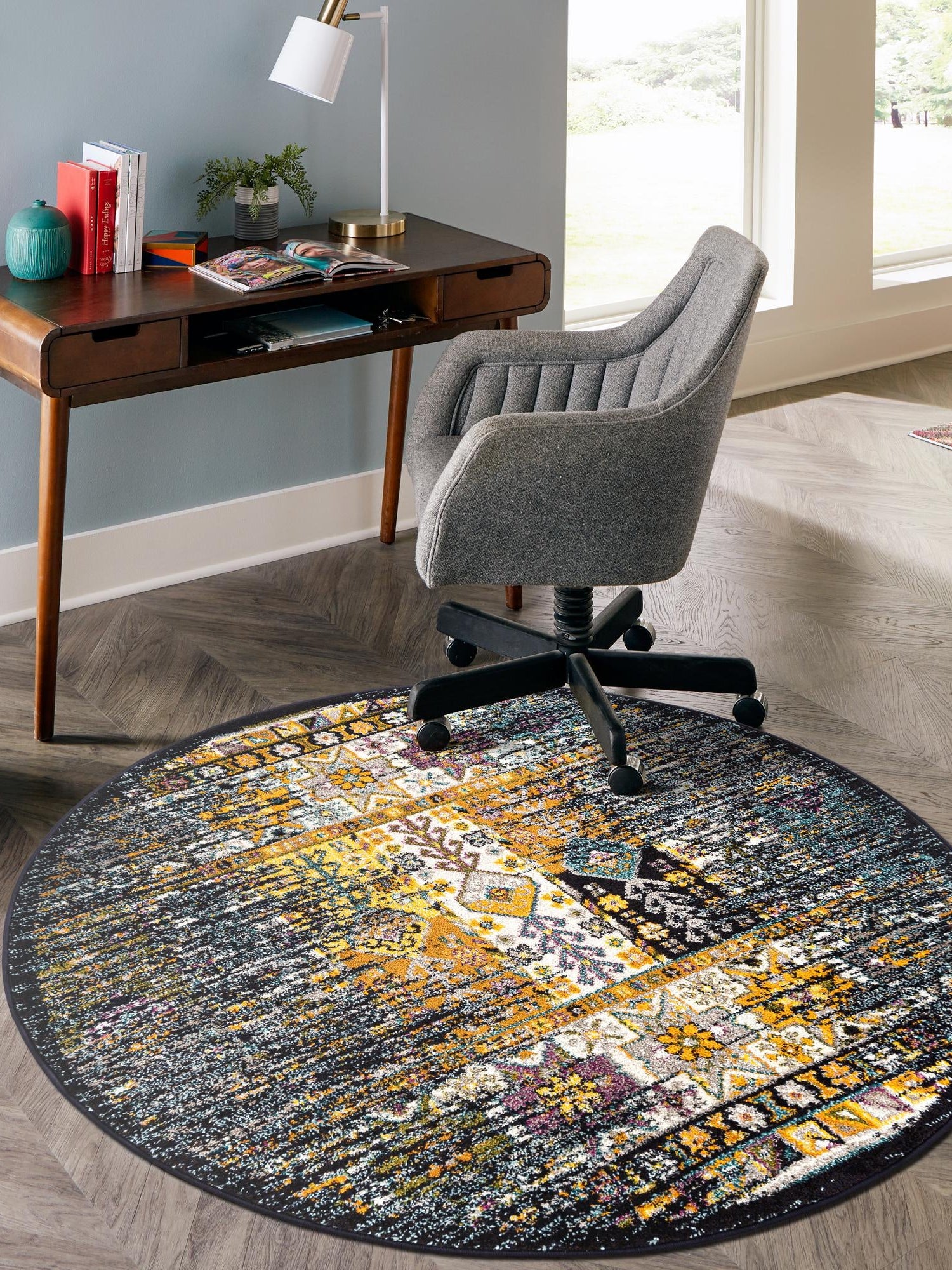 Navy Blue 7' 10 x 7' 10 Penrose Round Area Rug