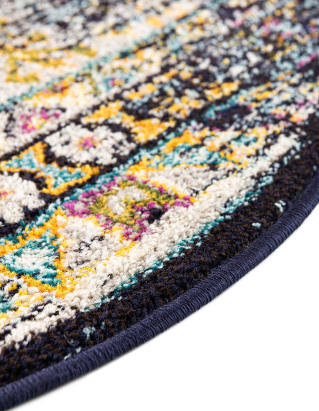 Navy Blue 7' 10 x 7' 10 Penrose Round Area Rug Classic Durable Stain Resistant Easy Clean Carpet for Traditional Indoor Home Decor for Sale at Rug Engine