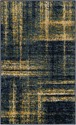 Navy Blue and Yellow 3' 1 x 5' 3 Laguna Rectangle Area Rug 100% Polypropylene Modern Contemporary Carpet for Bedrooms, Living Room, Dining, Office for Sale at Rug Engine