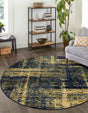 Navy Blue and Yellow 3' 1 x 3' 1 Laguna Round Area Rug 100% Polypropylene Modern Contemporary Carpet for Bedrooms, Living Room, Dining, Office for Sale at Rug Engine