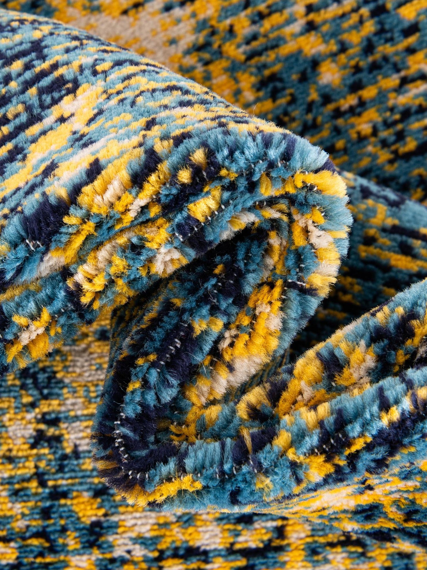 Navy Blue and Yellow 5' 3 x 5' 3 Laguna Round Area Rug 100% Polypropylene Modern Contemporary Carpet for Bedrooms, Living Room, Dining, Office for Sale at Rug Engine