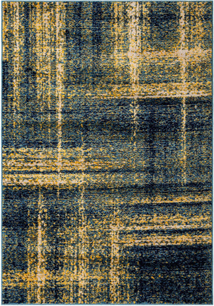Navy Blue and Yellow 5' 3 x 8' Laguna Rectangle Area Rug 100% Polypropylene Modern Contemporary Carpet for Bedrooms, Living Room, Dining, Office for Sale at Rug Engine
