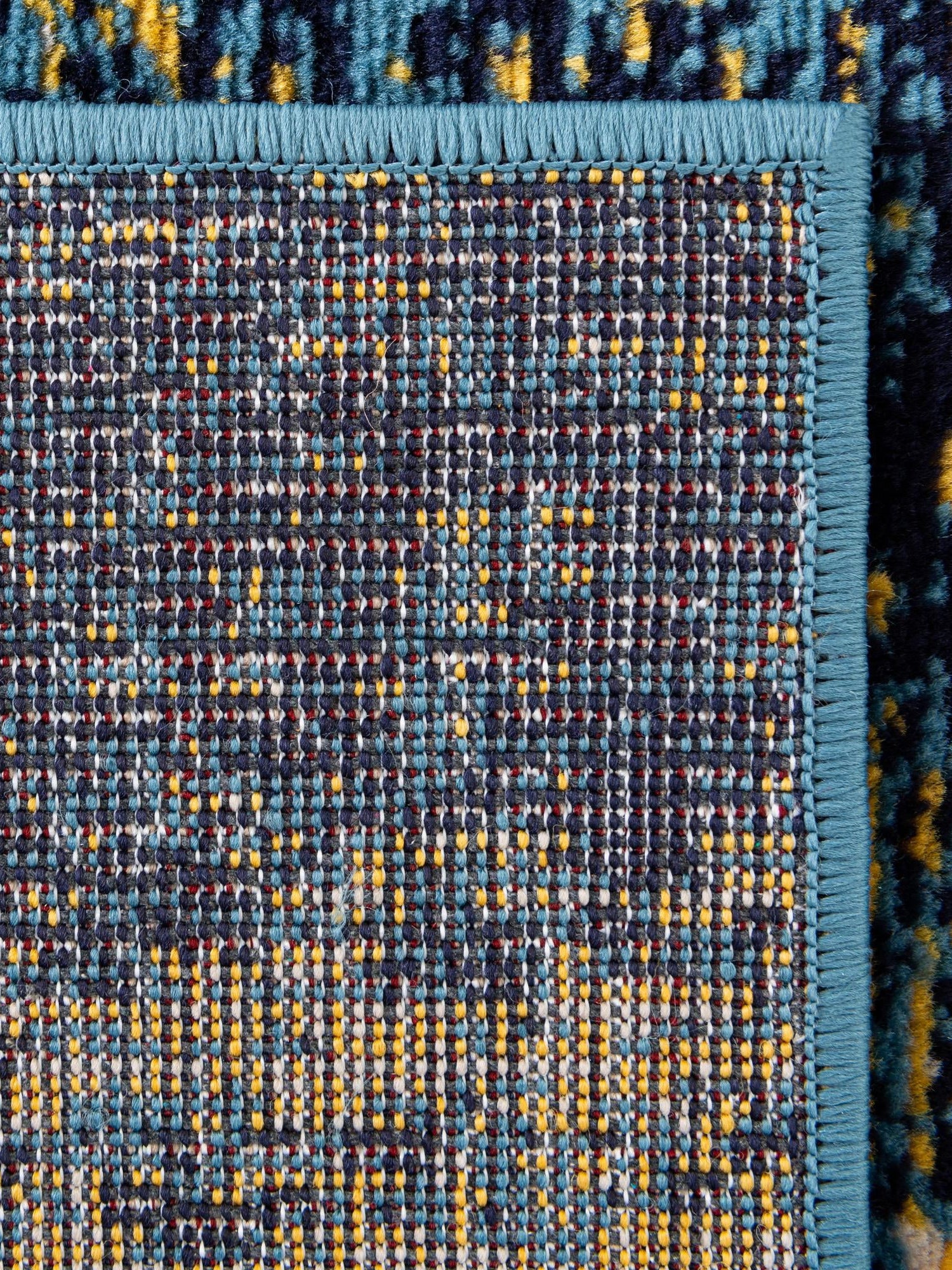 Navy Blue and Yellow 2' 7 x 10' Laguna Runner Area Rug 100% Polypropylene Modern Contemporary Carpet for Bedrooms, Living Room, Dining, Office for Sale at Rug Engine