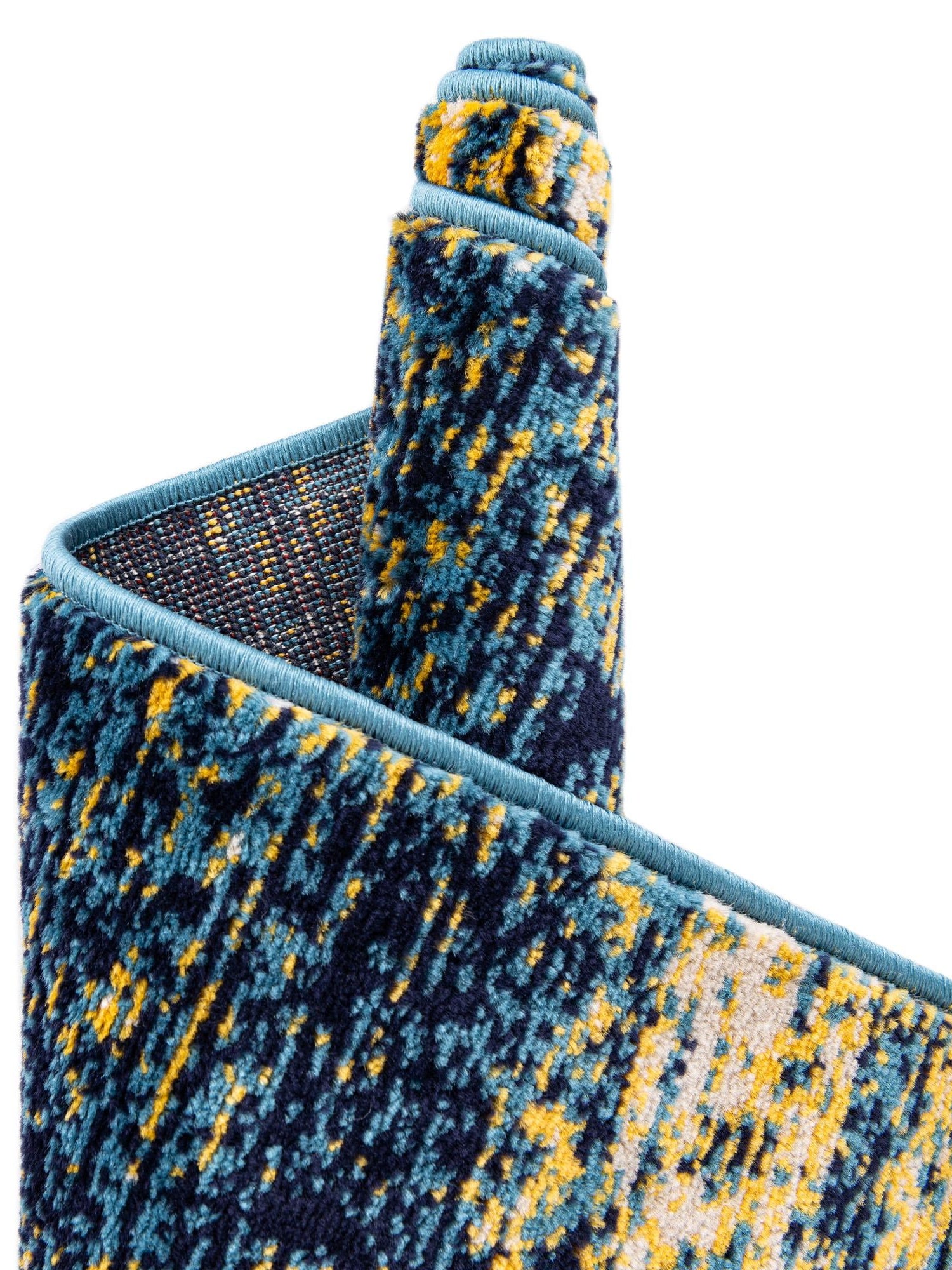 Navy Blue and Yellow 2' 7 x 10' Laguna Runner Area Rug 100% Polypropylene Modern Contemporary Carpet for Bedrooms, Living Room, Dining, Office for Sale at Rug Engine
