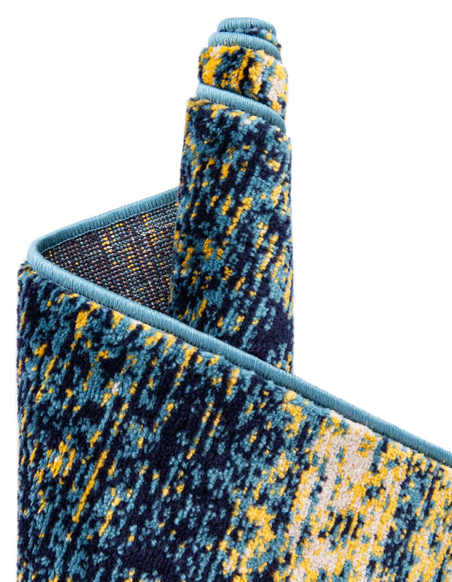 Navy Blue and Yellow 2' 7 x 10' Laguna Runner Area Rug 100% Polypropylene Modern Contemporary Carpet for Bedrooms, Living Room, Dining, Office for Sale at Rug Engine