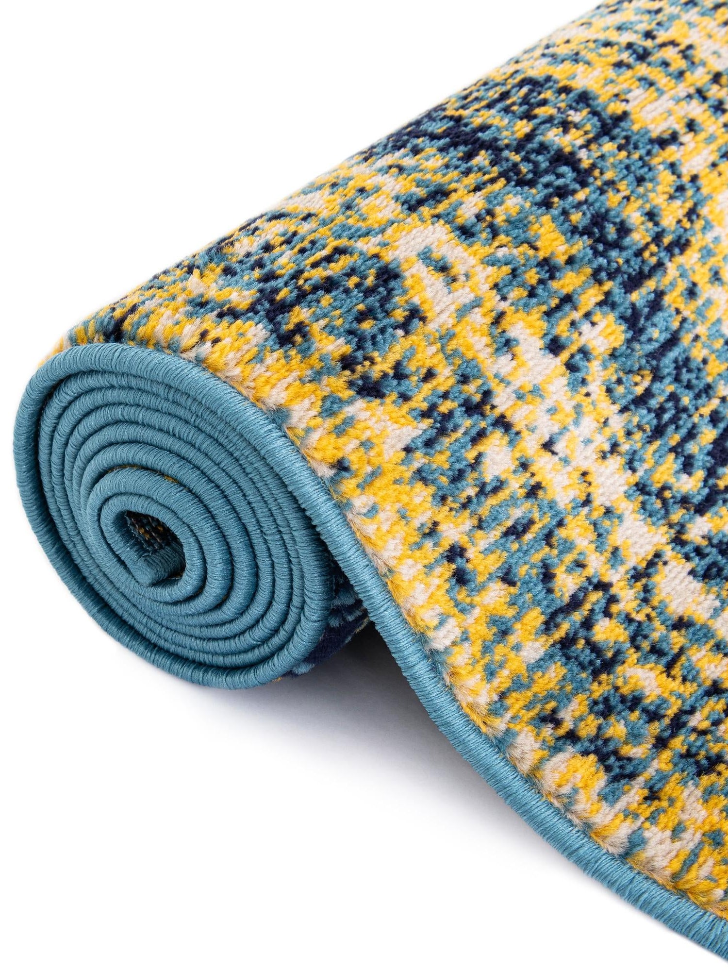 Navy Blue and Yellow 2' 7 x 10' Laguna Runner Area Rug 100% Polypropylene Modern Contemporary Carpet for Bedrooms, Living Room, Dining, Office for Sale at Rug Engine