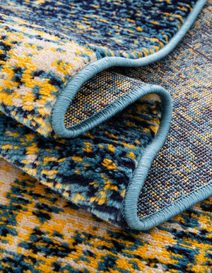 Navy Blue and Yellow 2' 7 x 10' Laguna Runner Area Rug 100% Polypropylene Modern Contemporary Carpet for Bedrooms, Living Room, Dining, Office for Sale at Rug Engine