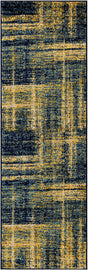 Navy Blue and Yellow 2' 7 x 8' Laguna Runner Area Rug 100% Polypropylene Modern Contemporary Carpet for Bedrooms, Living Room, Dining, Office for Sale at Rug Engine