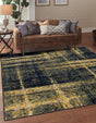 Navy Blue and Yellow 7' 10 x 7' 10 Laguna Square Area Rug 100% Polypropylene Modern Contemporary Carpet for Bedrooms, Living Room, Dining, Office for Sale at Rug Engine