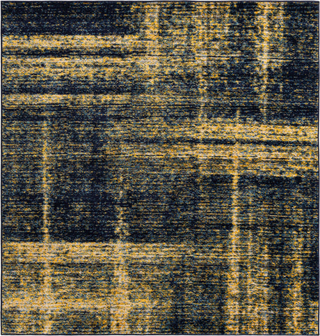 Navy Blue and Yellow 7' 10 x 7' 10 Laguna Square Area Rug 100% Polypropylene Modern Contemporary Carpet for Bedrooms, Living Room, Dining, Office for Sale at Rug Engine