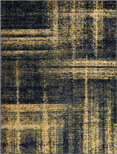 Navy Blue and Yellow 7' 10 x 10' Laguna Rectangle Area Rug 100% Polypropylene Modern Contemporary Carpet for Bedrooms, Living Room, Dining, Office for Sale at Rug Engine
