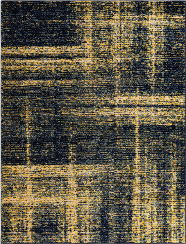 Navy Blue and Yellow 7' 10 x 10' Laguna Rectangle Area Rug 100% Polypropylene Modern Contemporary Carpet for Bedrooms, Living Room, Dining, Office for Sale at Rug Engine