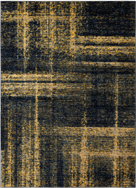 Navy Blue and Yellow 9' x 12' Laguna Rectangle Area Rug 100% Polypropylene Modern Contemporary Carpet for Bedrooms, Living Room, Dining, Office for Sale at Rug Engine