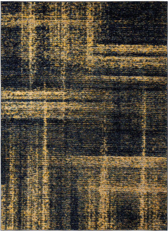 Navy Blue and Yellow 9' x 12' Laguna Rectangle Area Rug 100% Polypropylene Modern Contemporary Carpet for Bedrooms, Living Room, Dining, Office for Sale at Rug Engine
