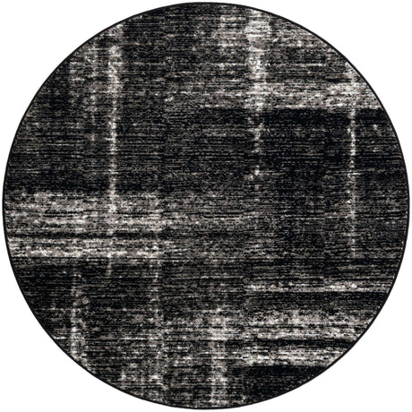 Black 5' 3 x 5' 3 Laguna Round Area Rug 100% Polypropylene Modern Contemporary Carpet for Bedrooms, Living Room, Dining, Office for Sale at Rug Engine