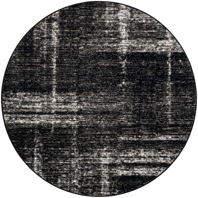 Black 5' 3 x 5' 3 Laguna Round Area Rug 100% Polypropylene Modern Contemporary Carpet for Bedrooms, Living Room, Dining, Office for Sale at Rug Engine