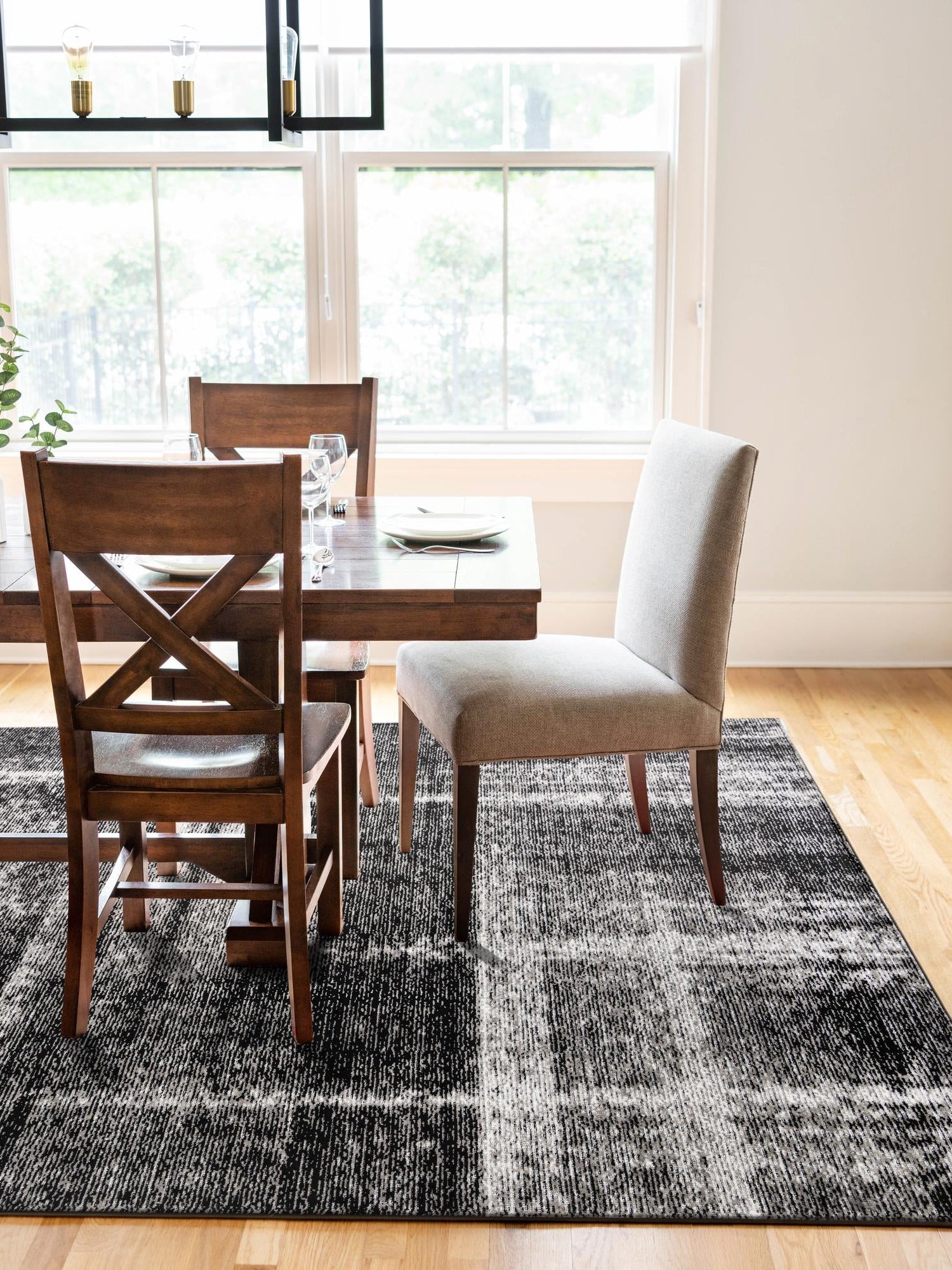 Black 6' 1 x 9' Laguna Rectangle Area Rug 100% Polypropylene Modern Contemporary Carpet for Bedrooms, Living Room, Dining, Office for Sale at Rug Engine