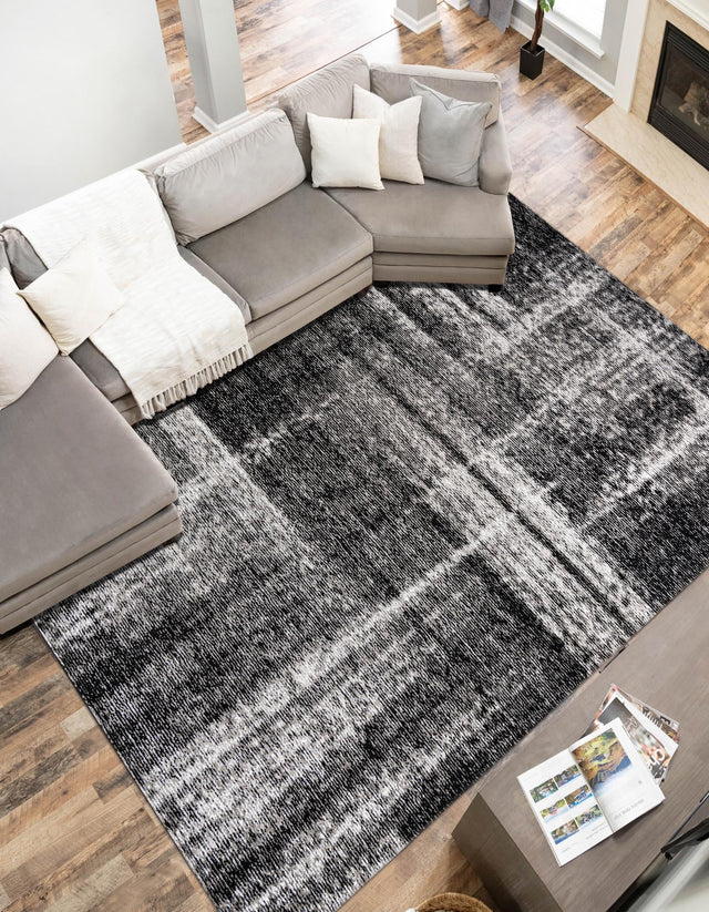 Black 7' 10 x 10' Laguna Rectangle Area Rug 100% Polypropylene Modern Contemporary Carpet for Bedrooms, Living Room, Dining, Office for Sale at Rug Engine