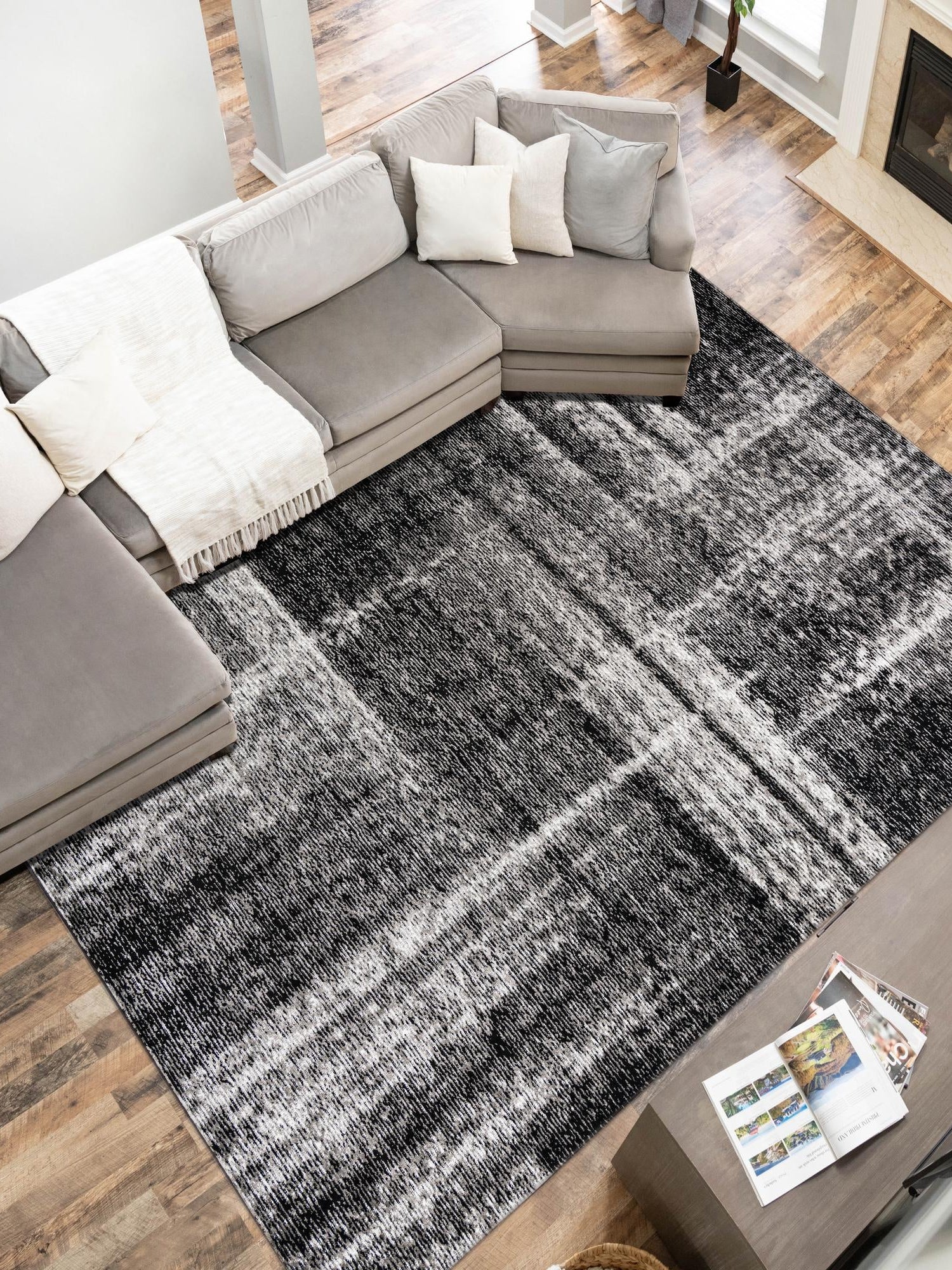Black 2' x 3' 1 Laguna Rectangle Area Rug 100% Polypropylene Modern Contemporary Carpet for Bedrooms, Living Room, Dining, Office for Sale at Rug Engine