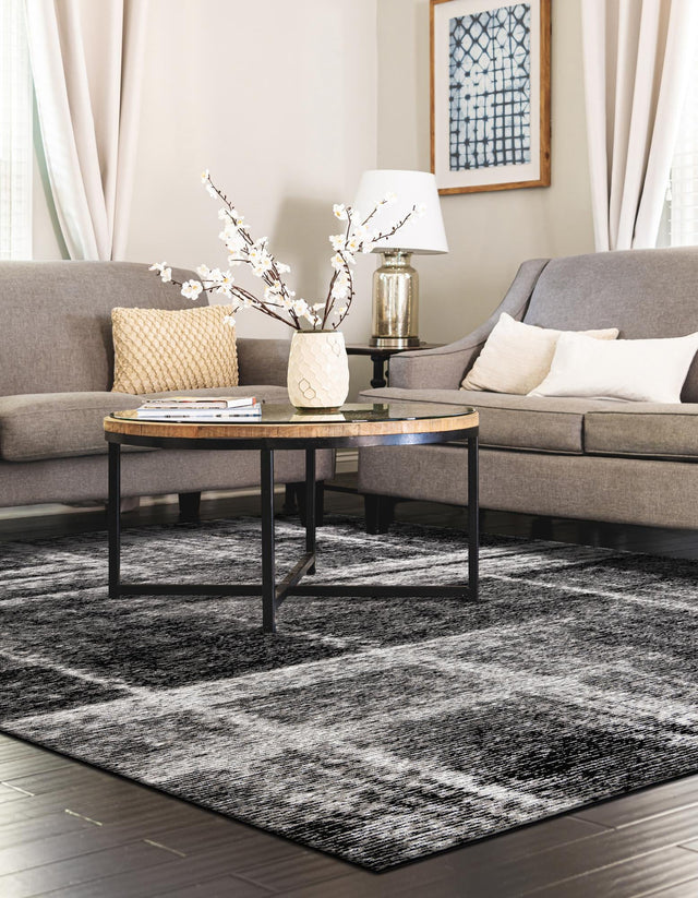 Black 10' x 14' 1 Laguna Rectangle Area Rug 100% Polypropylene Modern Contemporary Carpet for Bedrooms, Living Room, Dining, Office for Sale at Rug Engine