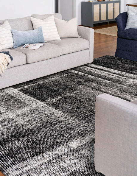 Black 10' x 14' 1 Laguna Rectangle Area Rug 100% Polypropylene Modern Contemporary Carpet for Bedrooms, Living Room, Dining, Office for Sale at Rug Engine