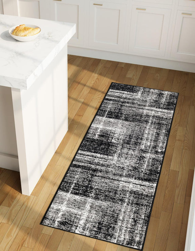 Black 2' 7 x 8' Laguna Runner Area Rug 100% Polypropylene Modern Contemporary Carpet for Bedrooms, Living Room, Dining, Office for Sale at Rug Engine