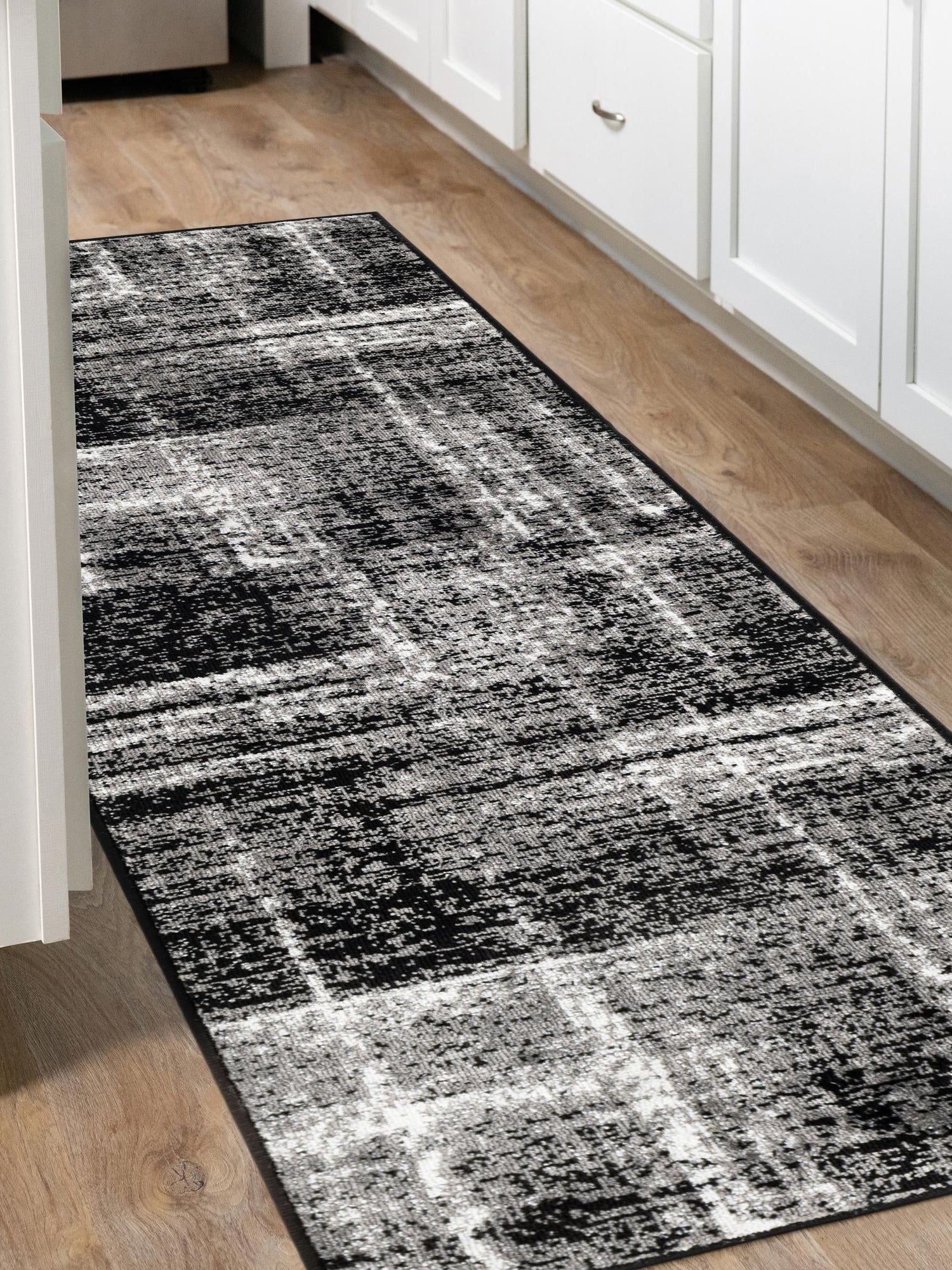 Black 2' 7 x 10' Laguna Runner Area Rug 100% Polypropylene Modern Contemporary Carpet for Bedrooms, Living Room, Dining, Office for Sale at Rug Engine