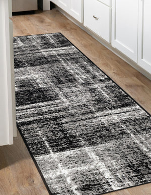 Black 2' x 6' 1 Laguna Runner Area Rug 100% Polypropylene Modern Contemporary Carpet for Bedrooms, Living Room, Dining, Office for Sale at Rug Engine