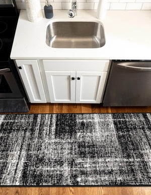 Black 2' 7 x 10' Laguna Runner Area Rug 100% Polypropylene Modern Contemporary Carpet for Bedrooms, Living Room, Dining, Office for Sale at Rug Engine