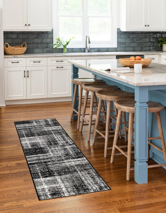 Black 2' 7 x 10' Laguna Runner Area Rug 100% Polypropylene Modern Contemporary Carpet for Bedrooms, Living Room, Dining, Office for Sale at Rug Engine