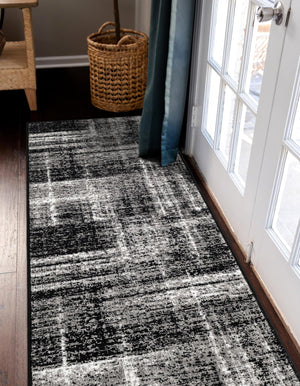 Black 2' 7 x 10' Laguna Runner Area Rug 100% Polypropylene Modern Contemporary Carpet for Bedrooms, Living Room, Dining, Office for Sale at Rug Engine