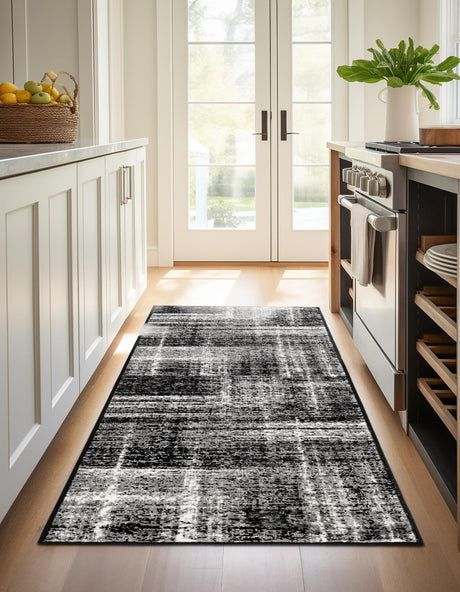 Black 2' 7 x 10' Laguna Runner Area Rug 100% Polypropylene Modern Contemporary Carpet for Bedrooms, Living Room, Dining, Office for Sale at Rug Engine