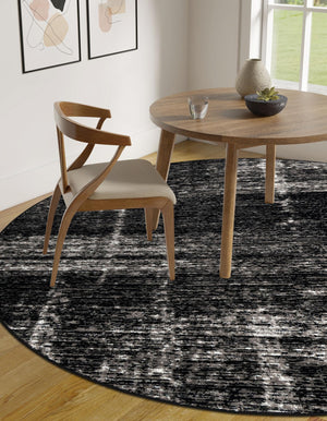 Black 7' 10 x 7' 10 Laguna Round Area Rug 100% Polypropylene Modern Contemporary Carpet for Bedrooms, Living Room, Dining, Office for Sale at Rug Engine