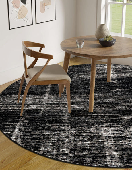 Black 3' 1 x 3' 1 Laguna Round Area Rug 100% Polypropylene Modern Contemporary Carpet for Bedrooms, Living Room, Dining, Office for Sale at Rug Engine