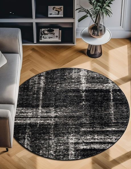 Black 3' 1 x 3' 1 Laguna Round Area Rug 100% Polypropylene Modern Contemporary Carpet for Bedrooms, Living Room, Dining, Office for Sale at Rug Engine